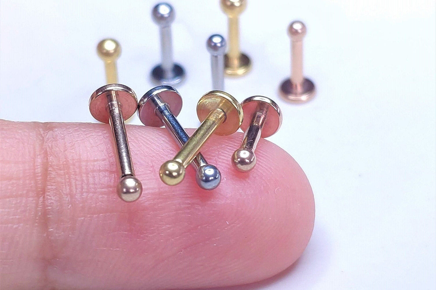 16G Rose Gold Tiny Ball Piercing  1.5mm 2mm 2.5mm 3mm Round Piercing Stud Tragus Helix Cartilage PiercingInternal threadFlat Back Labret